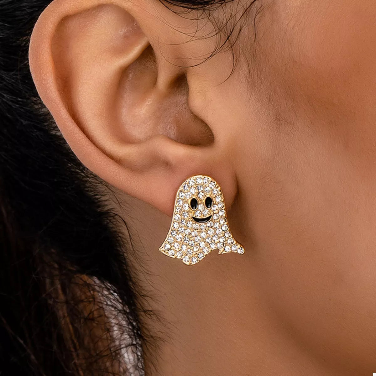 Rhinestone Halloween Ghost Earrings | Hallebeauty