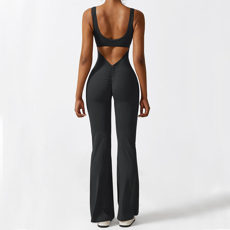 Sleeveless Flare Jumpsuit | Fitness Yoga Long Pants for Women