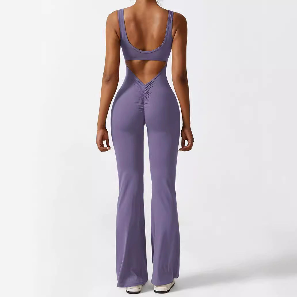 Sleeveless Flare Jumpsuit | Fitness Yoga Long Pants for Women