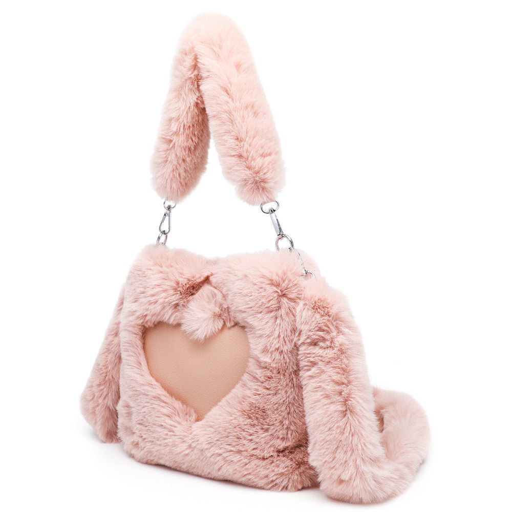 Women's Fluffy Shoulder Bag - Plush Top-Handle Tote for Autumn & Winter