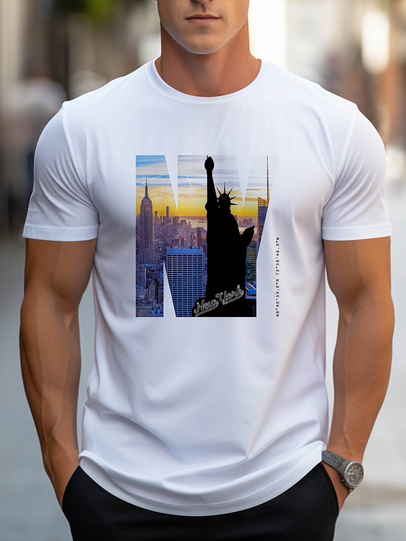 Men's NY Pattern T-Shirt | Casual Short-Sleeve Summer Tee