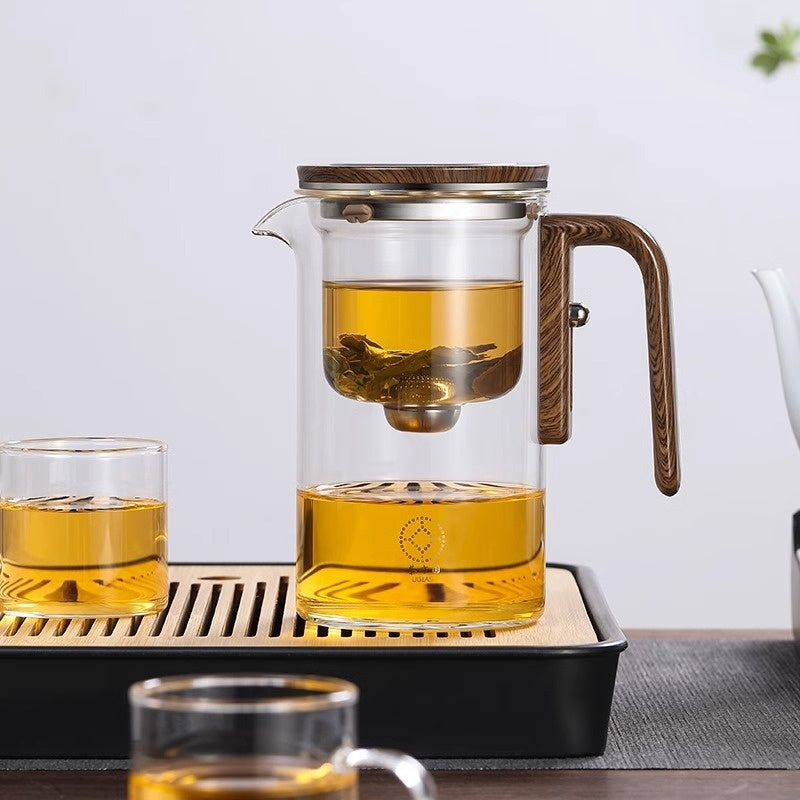 Magnetic Glass Teapot | Wood Handle Tea Filtration Pot