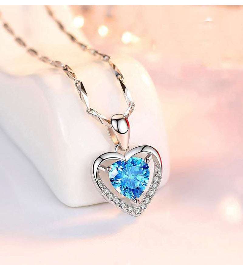 925 Rhinestone Heart Necklace: Luxury Personalized Gift for Women - HalleBeauty