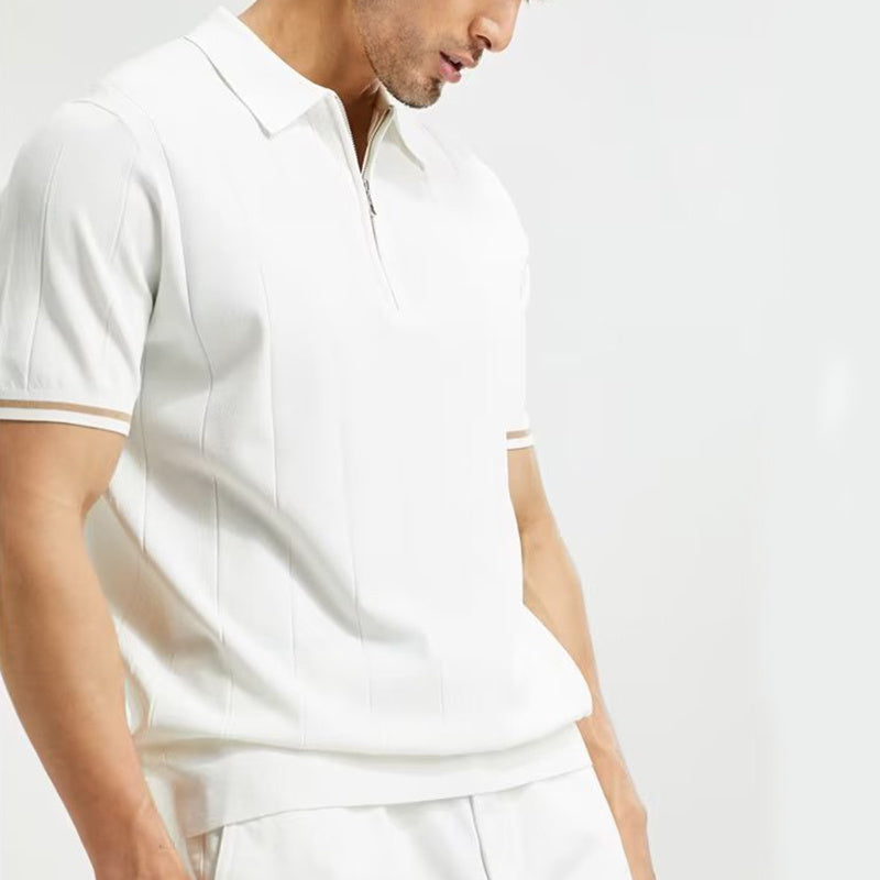 ZipPolo - Sleek Short-Sleeved Zipper Polo Shirt