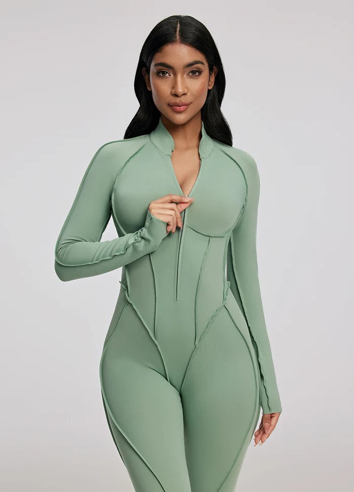 Women's Slim Fit Zipper Jumpsuit – Long Sleeve | Hallebeauty