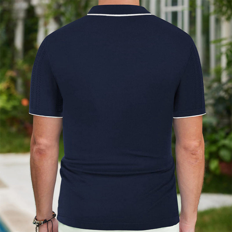 Business Casual Polo Shirt - Men's Summer Button Lapel Top