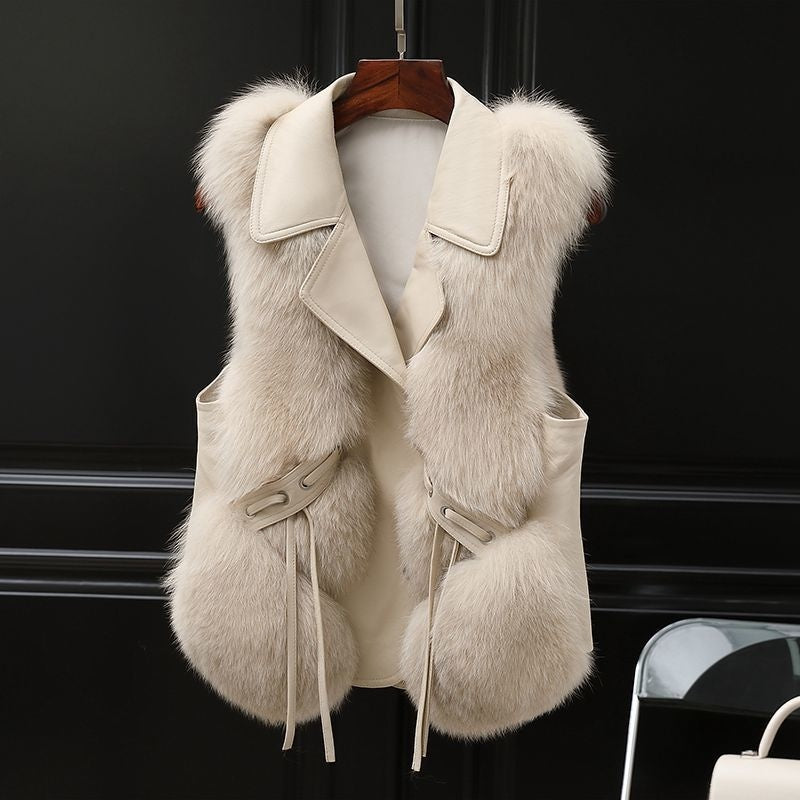 Women's Patchwork Fox Fur Vest | Elegant Winter Jacket