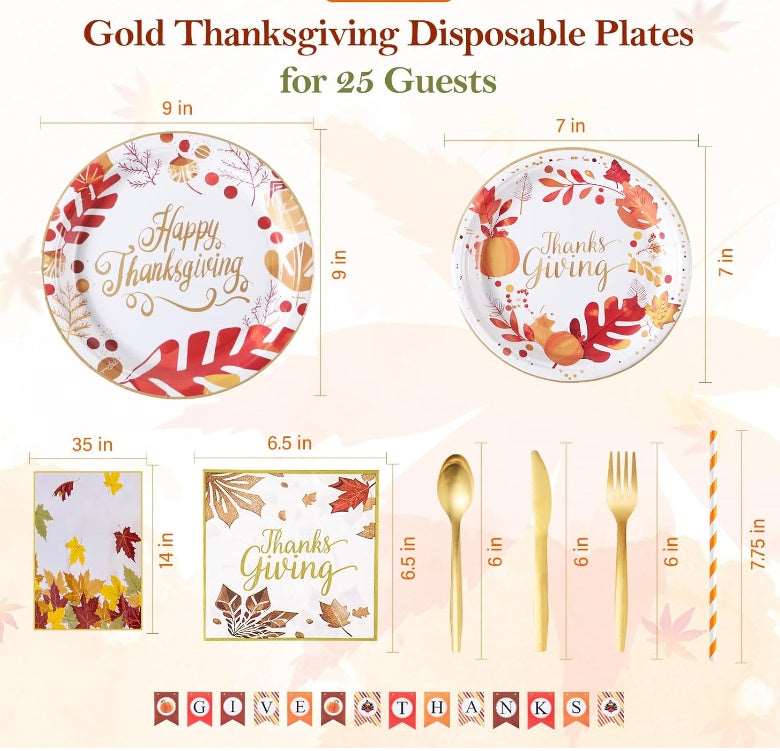 Thanksgiving Plates & Napkins – Party Tableware Set