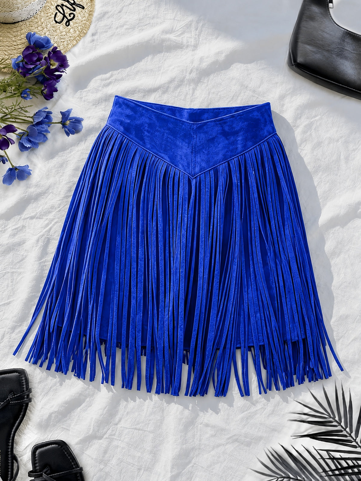 Suede-Look Tassel Skirt | Hallebeauty
