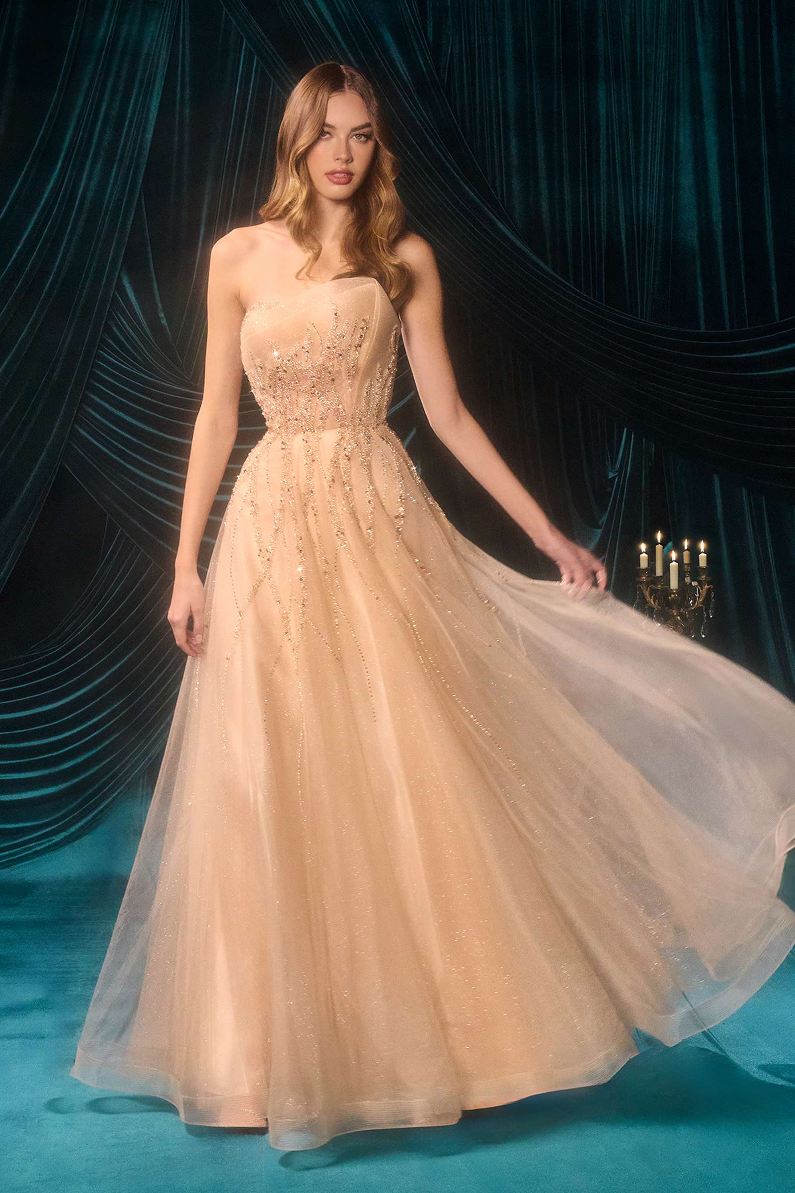 Andrea & Leo A1491 Sequin Bodice A-Line Formal Dress