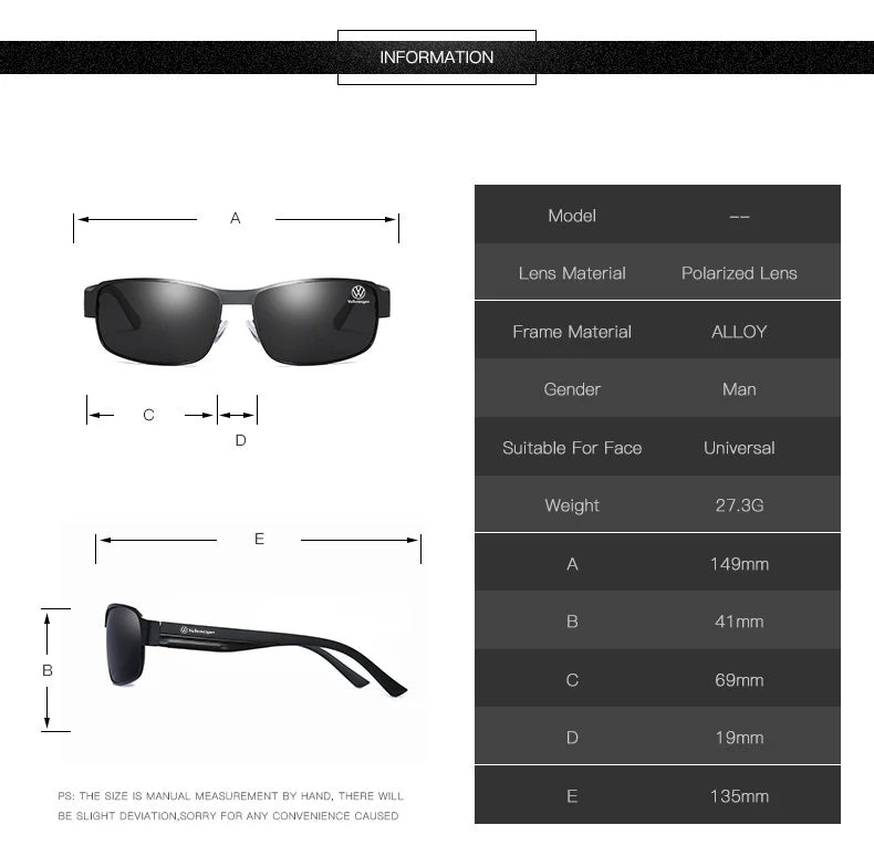 Volkswagen R-Line luxury sunglasses for men and women, UV400 protective driving shades