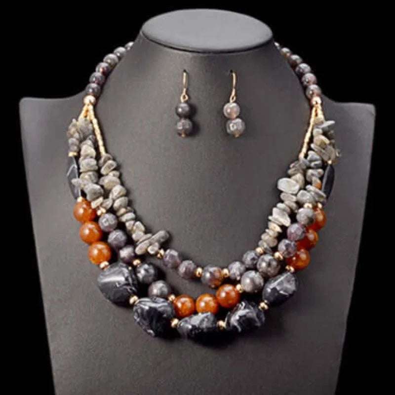 African Beads Wedding Jewelry Set: Traditional Elegance-Halle Beauty