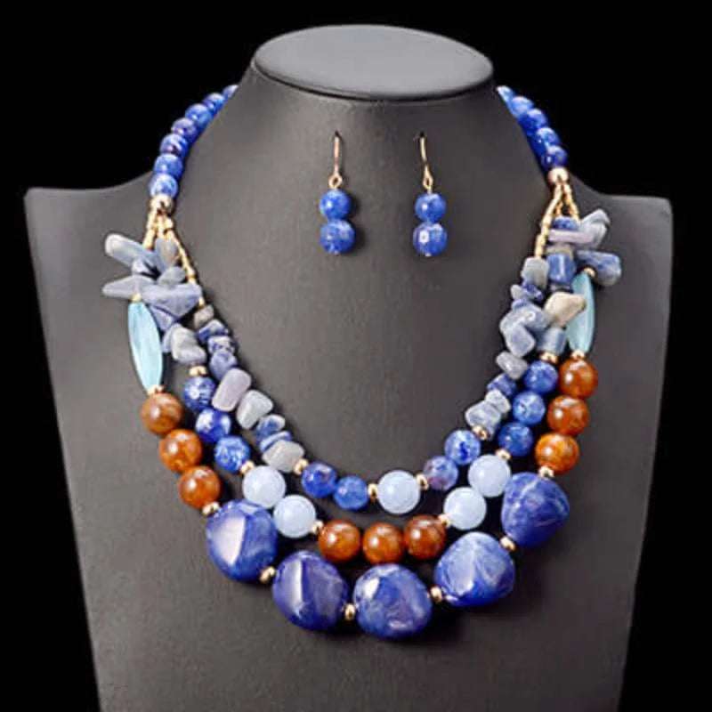 African Beads Wedding Jewelry Set: Traditional Elegance-Halle Beauty