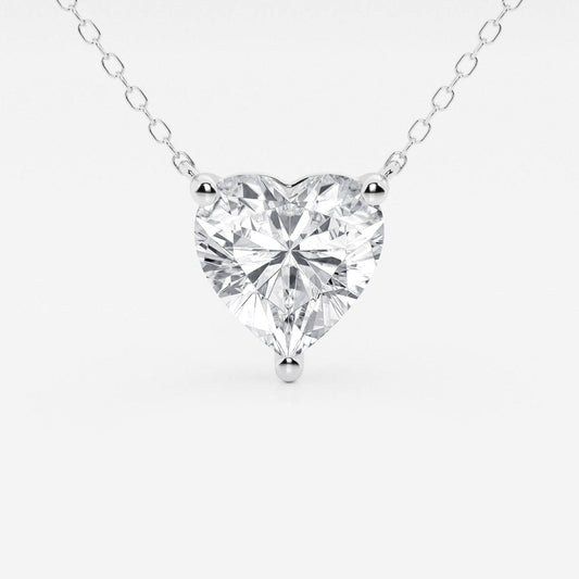Heart Lab Grown Diamond Pendant Necklace 2 CTW | Hallebeauty