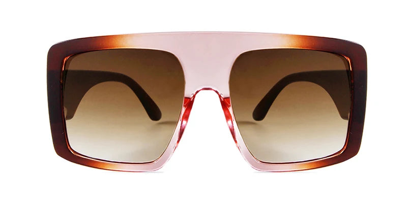 Sunglasses with a tortoiseshell frame and brown gradient lenses.