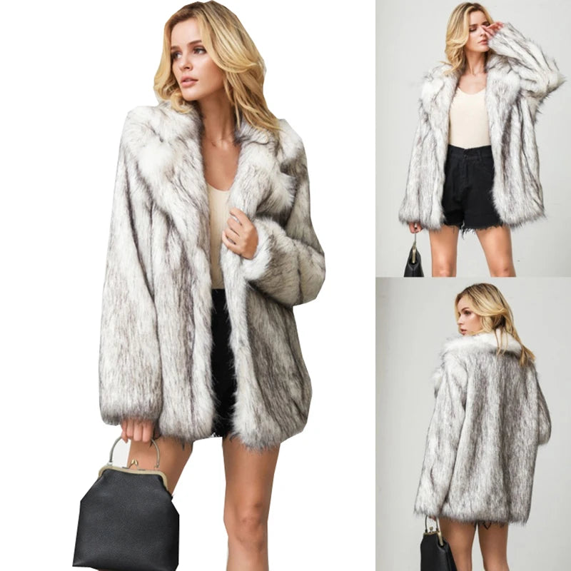Women's Faux Fox Fur Coat 
