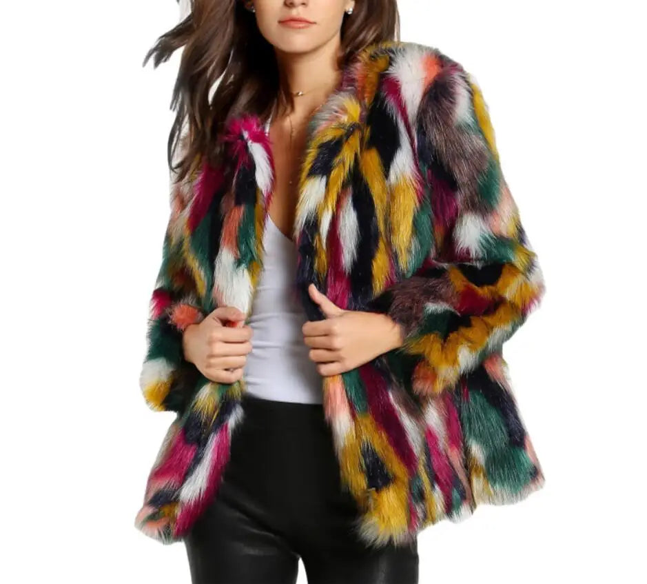Multicolored fur coat 
