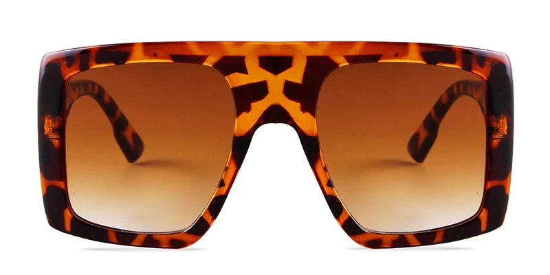 Sunglasses with tortoiseshell frame and brown lenses.