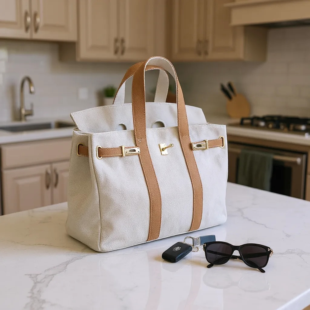 The Luxe Signature Tote | Short Handle Canvas Tote Bag – Hallebeauty
