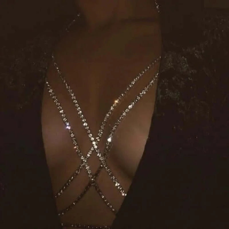Luxurious Women's Cross Rhinestone Body Chains - Trendy Accessory