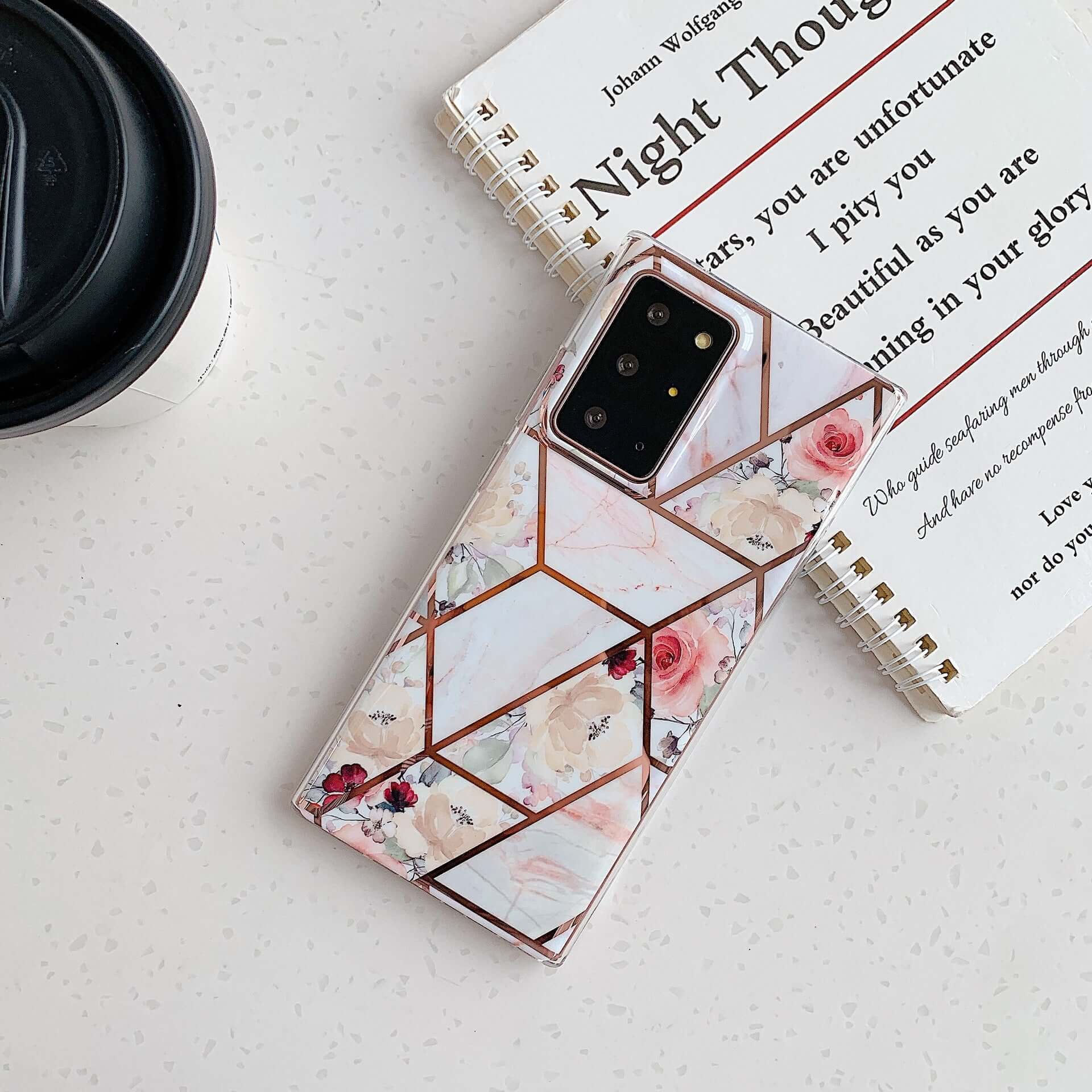 Marble Mosaic Rhombus Flower Silicone Phone Case - HalleBeauty