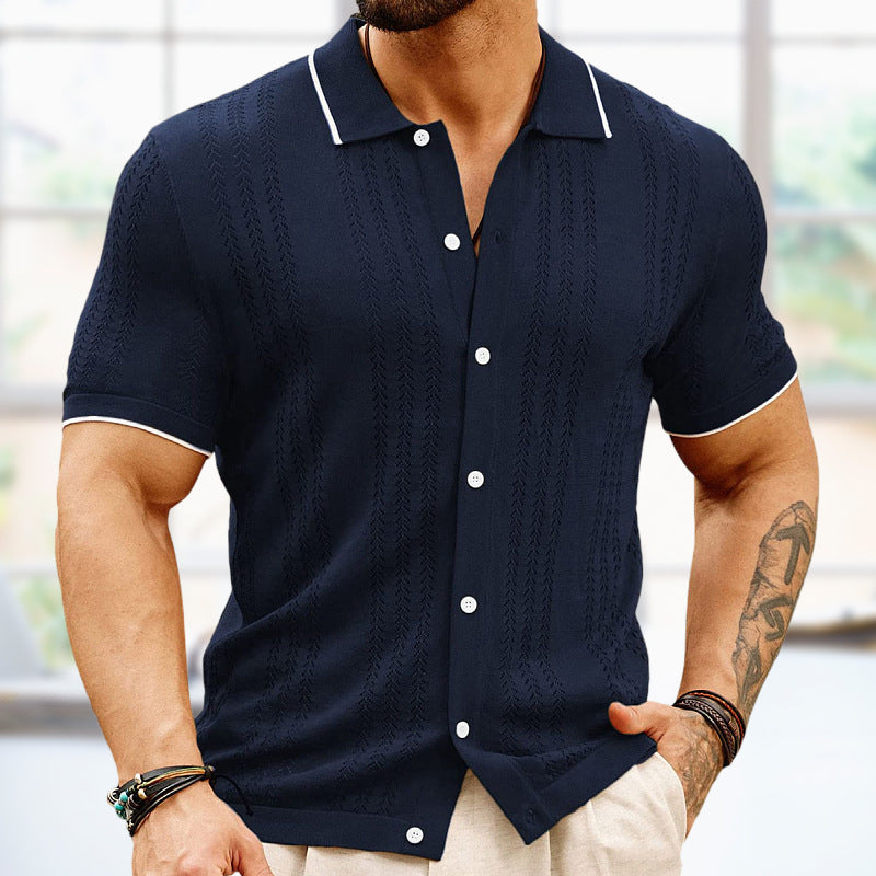 Business Casual Polo Shirt - Men's Summer Button Lapel Top