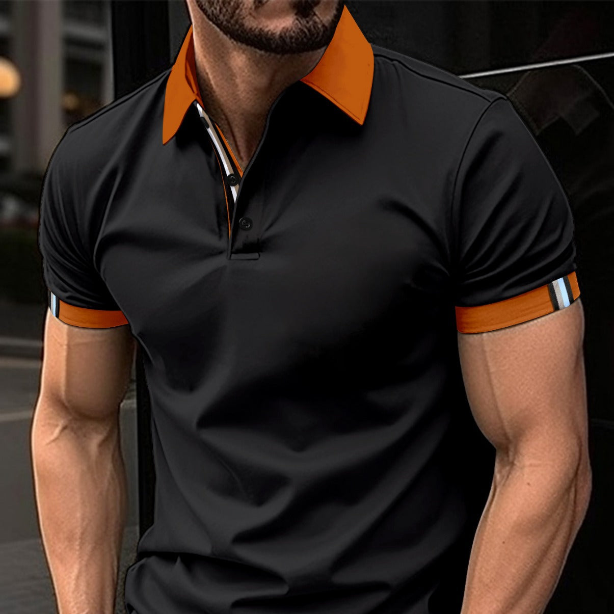 Solid Color Men's Casual Shirt - Button-Up Short Sleeves