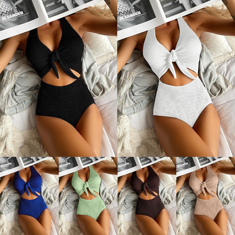 High Waist Backless Lace-Up Swimsuit | Halle Beauty