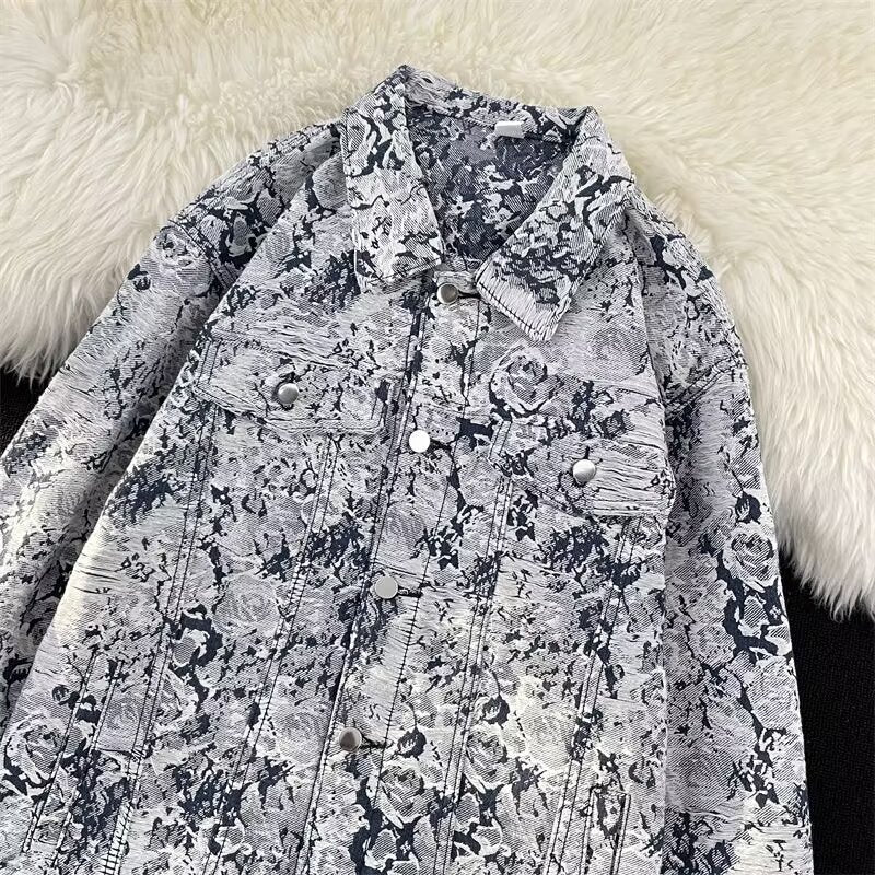 Floral Denim Jacket Embroidered Coat