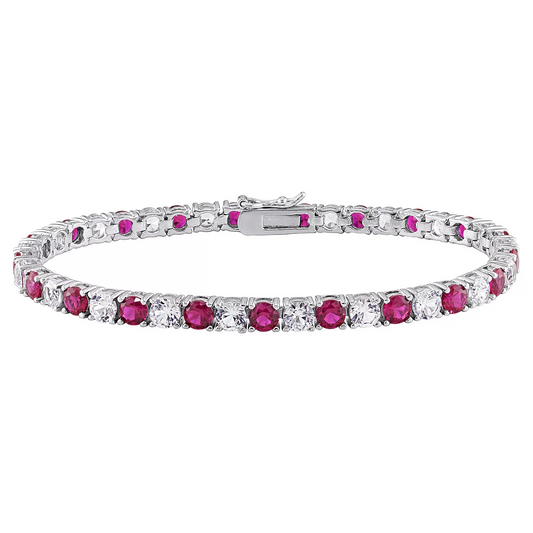 Ruby & White Sapphire Tennis Bracelet 6 CTW | Hallebeauty