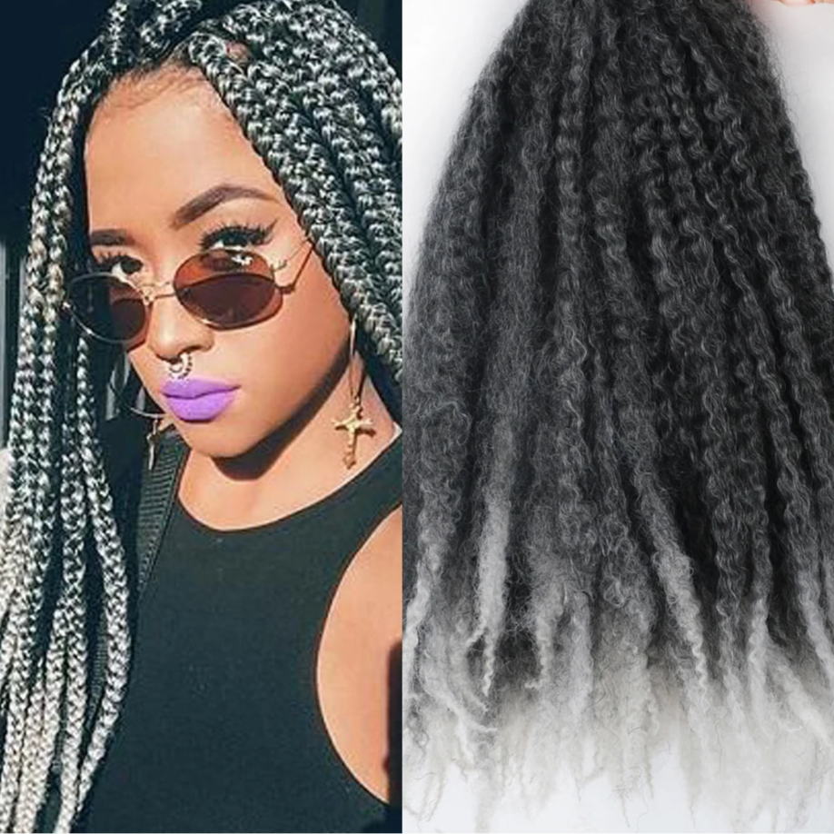 18" Marley Hair Ombre Black Brown Blonde Grey 35