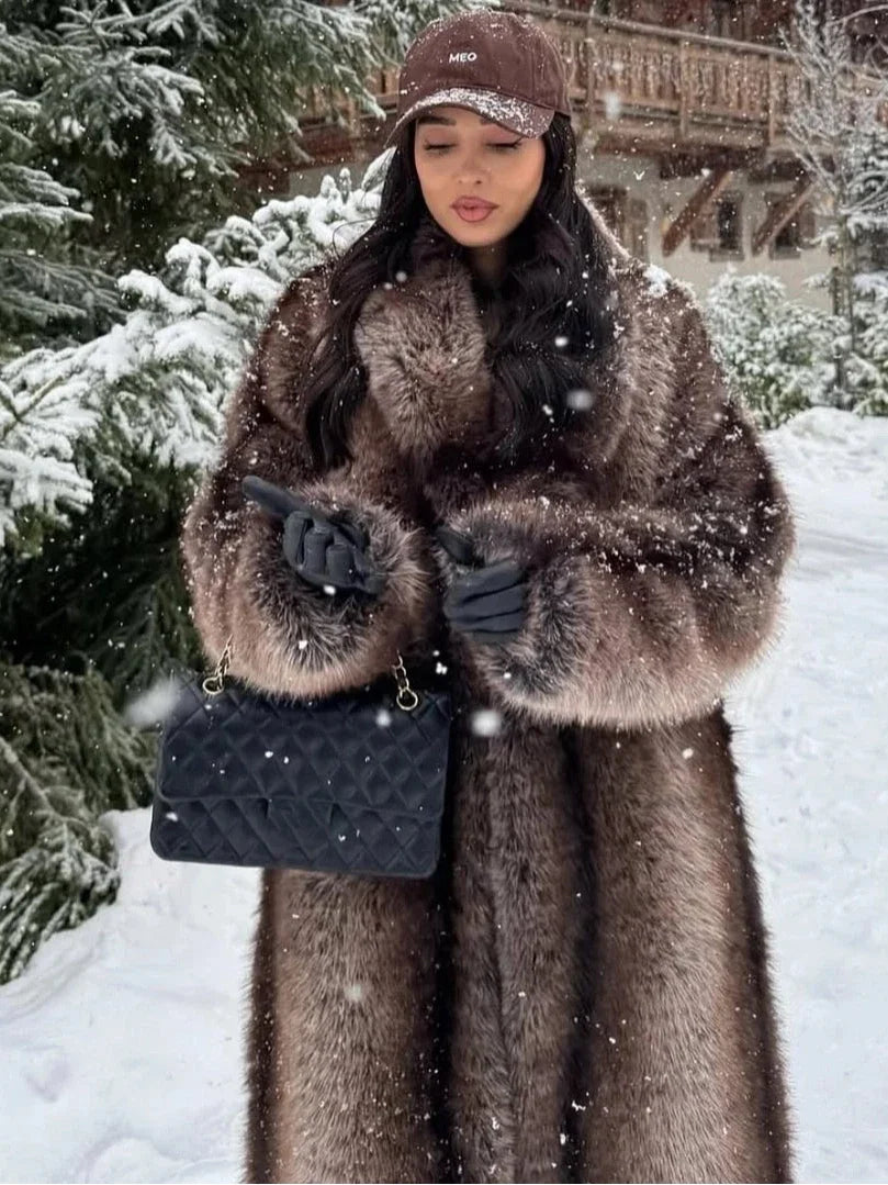 Luxury Long Faux Fur Coat 