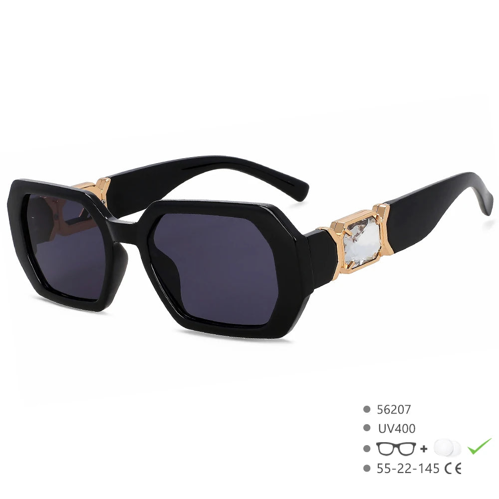Black sunglasses with gold accents