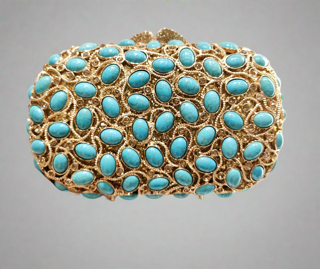 Crystal rhinestone evening clutch purse with diamond design and detachable long chain