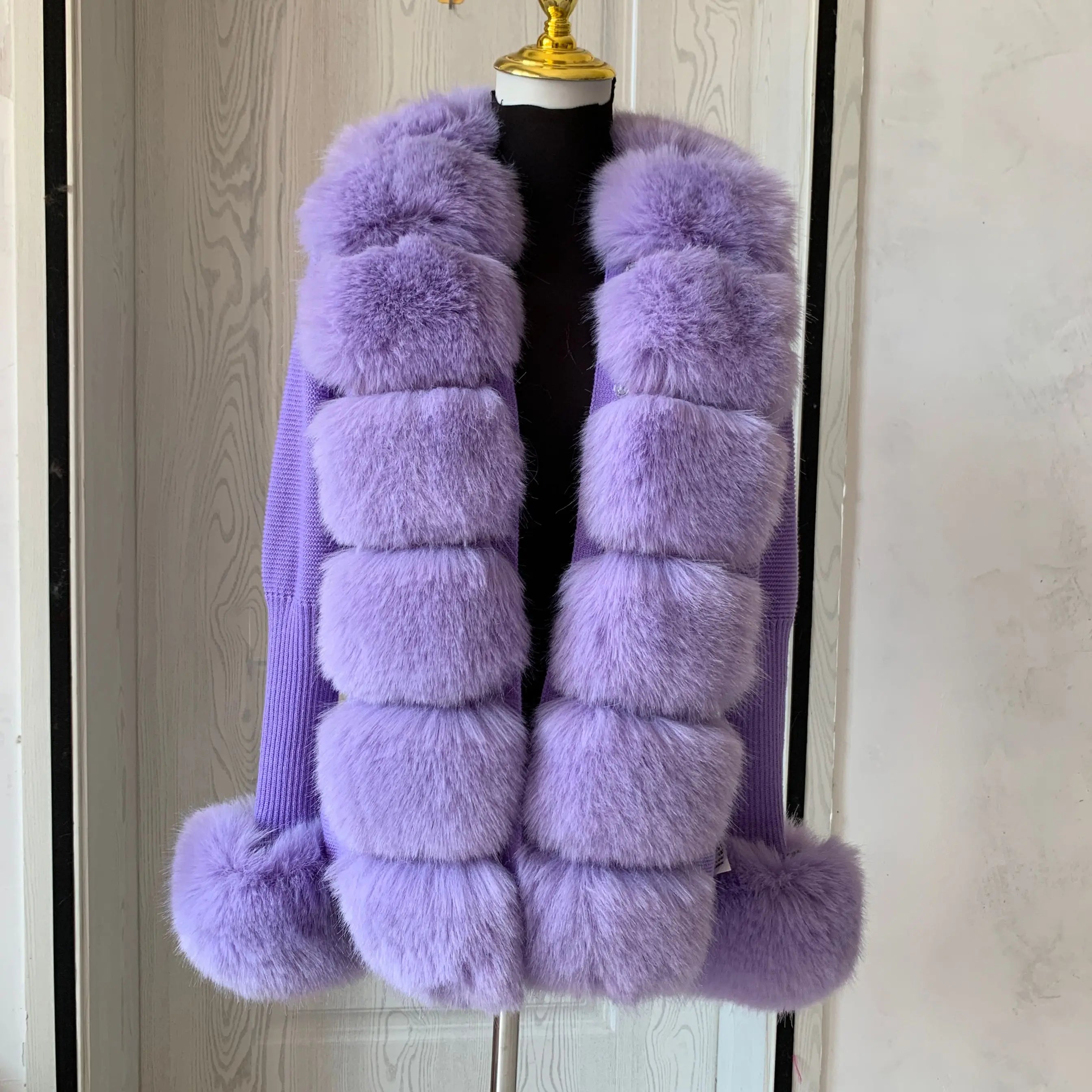 Women's Faux Fur Knit Sweater Cardigan