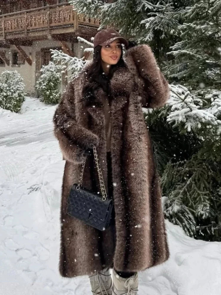 Luxury Long Faux Fur Coat 