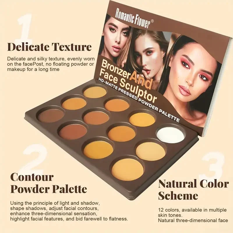 Makeup palette with bronzer and face sculptor shades
