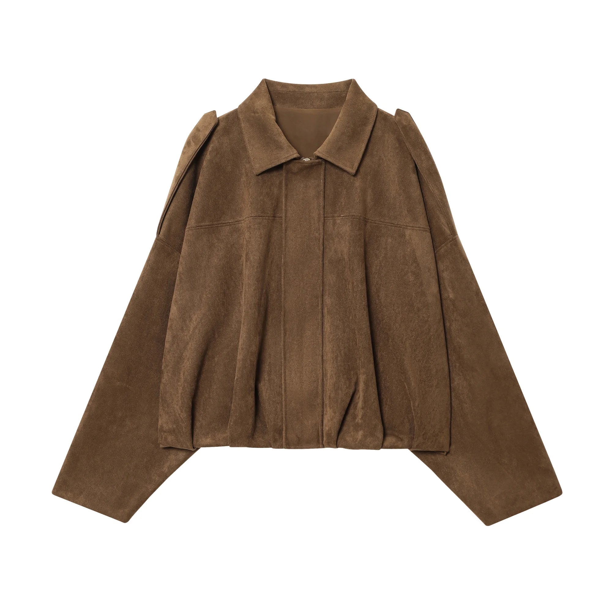 Women's Vintage Suede Jacket - Loose Autumn Coat | HalleBeauty