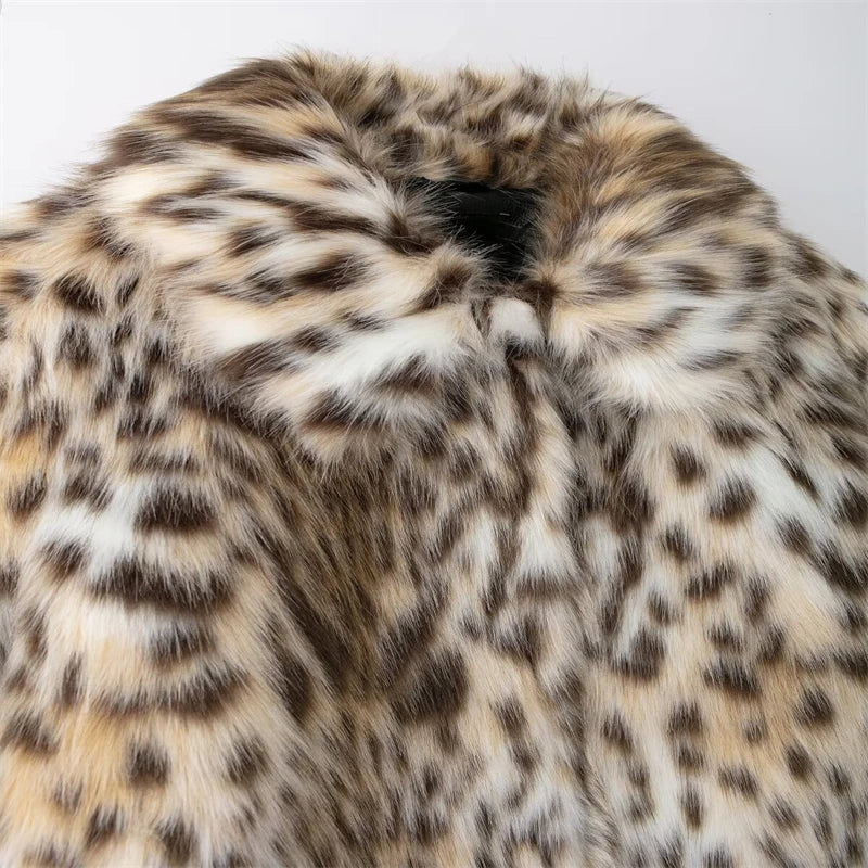 Faux Fur Tiger Print Cropped Jacket