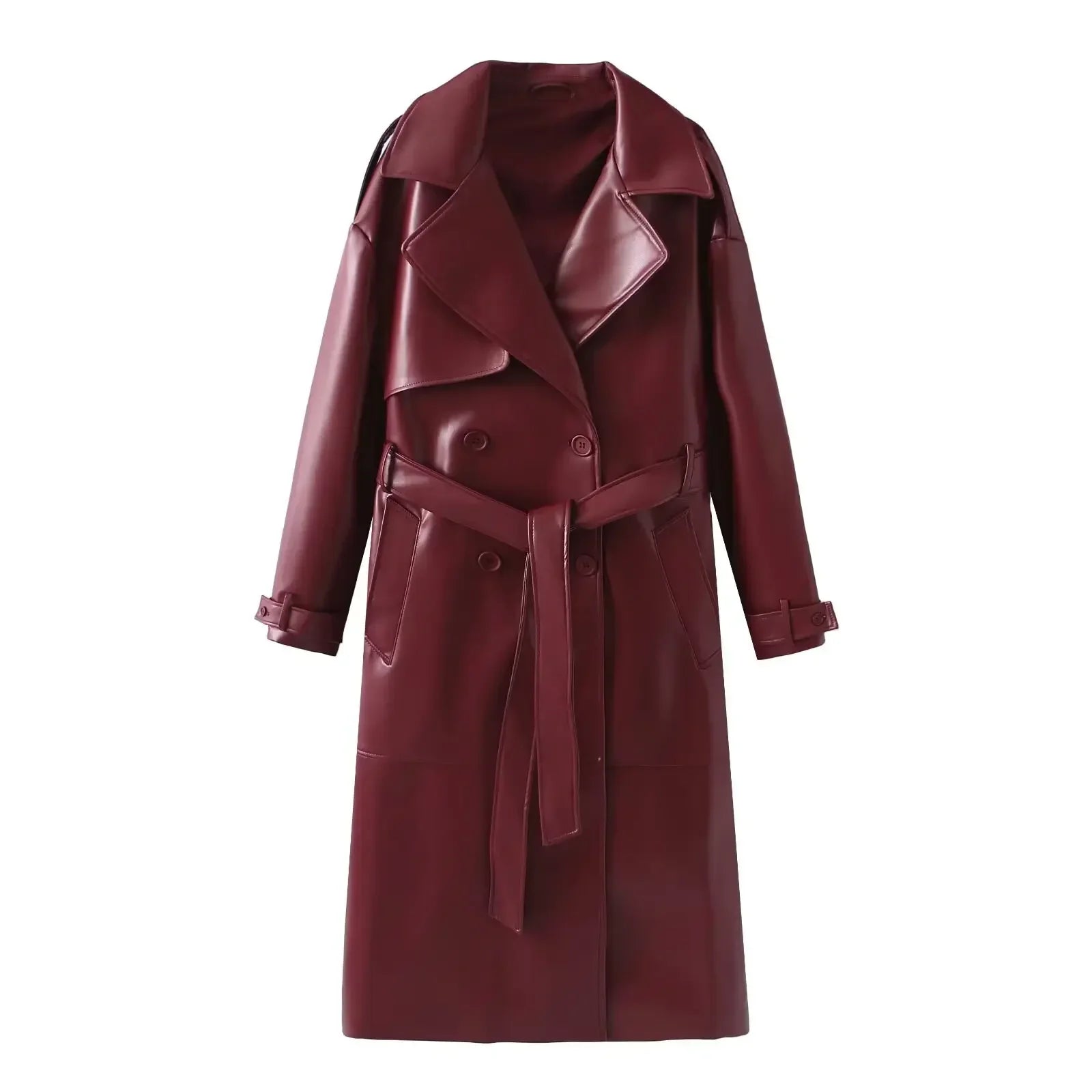 Maroon leather coat