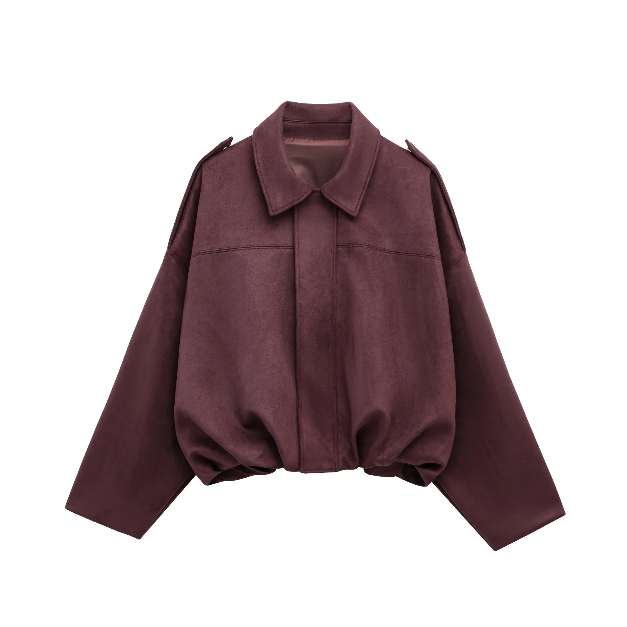 Women's Vintage Suede Jacket - Loose Autumn Coat | HalleBeauty