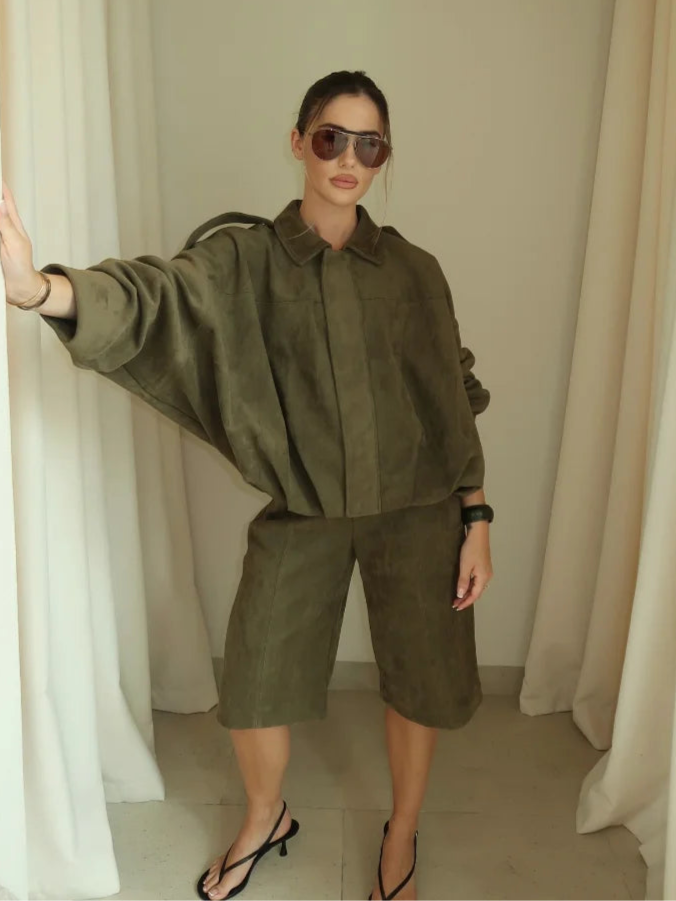 Women's Fashion Coat & Short Pant Set 