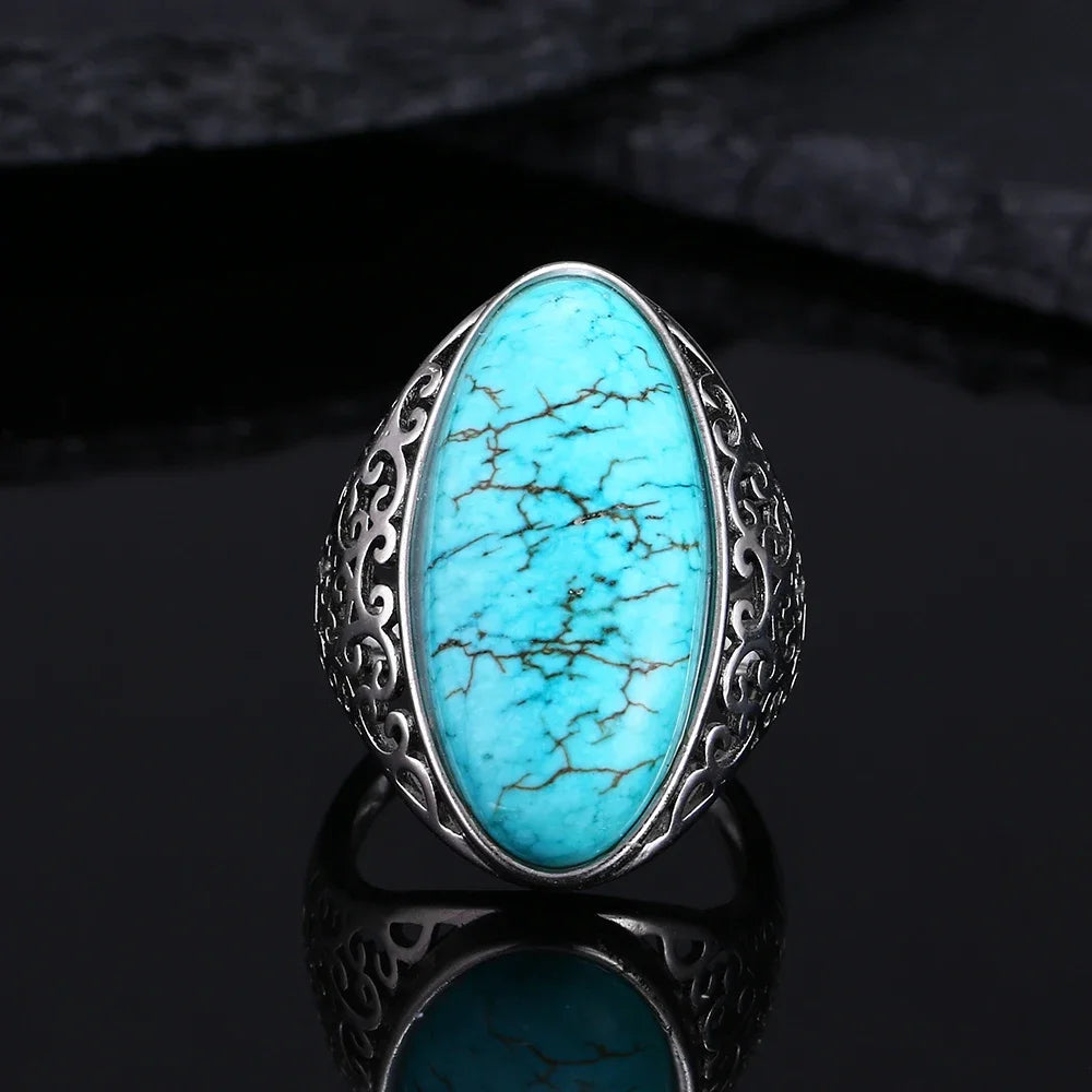 Turquoise stone ring with silver.