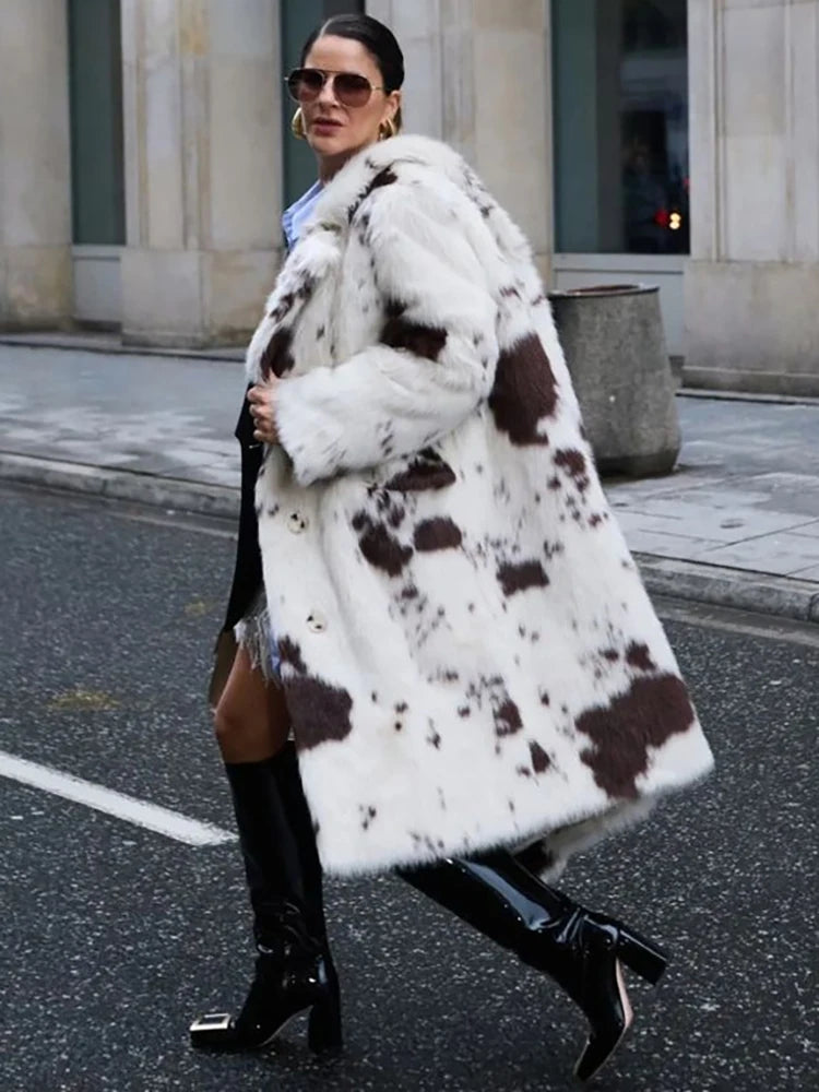 Fashion Tie Dye Faux Fur Coat 