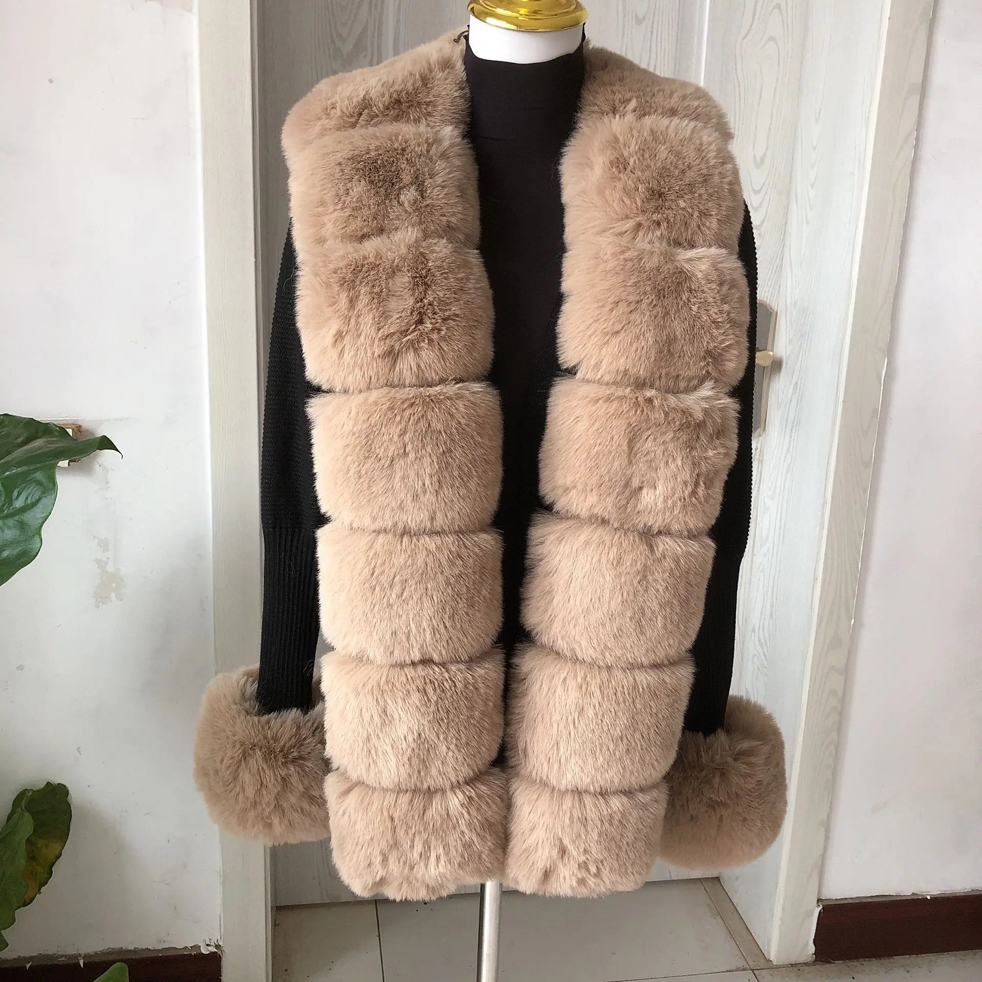 Women's Faux Fur Knit Sweater Cardigan