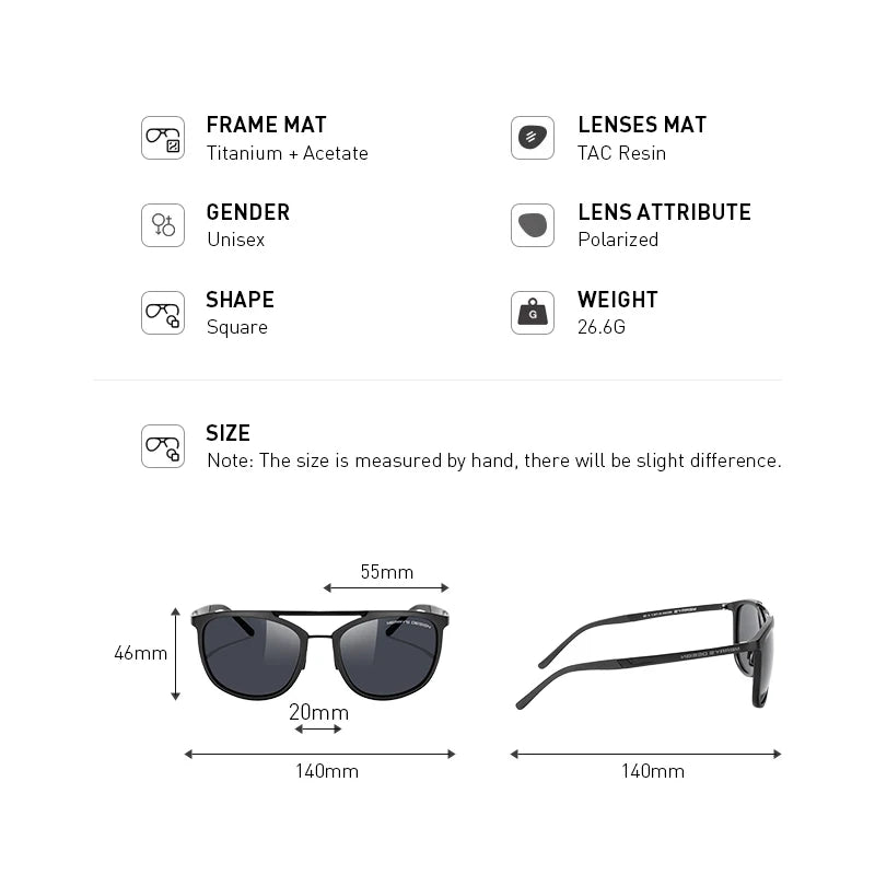 Classic men’s and women’s polarized sunglasses with UV400 lenses, lightweight luxury outdoor shades