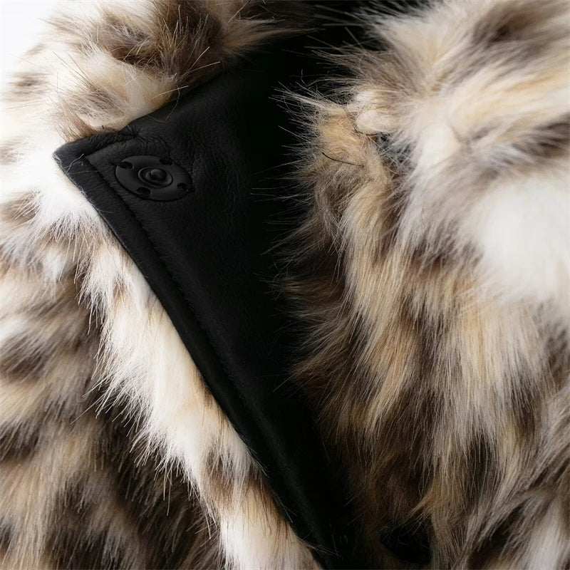 Faux Fur Tiger Print Cropped Jacket