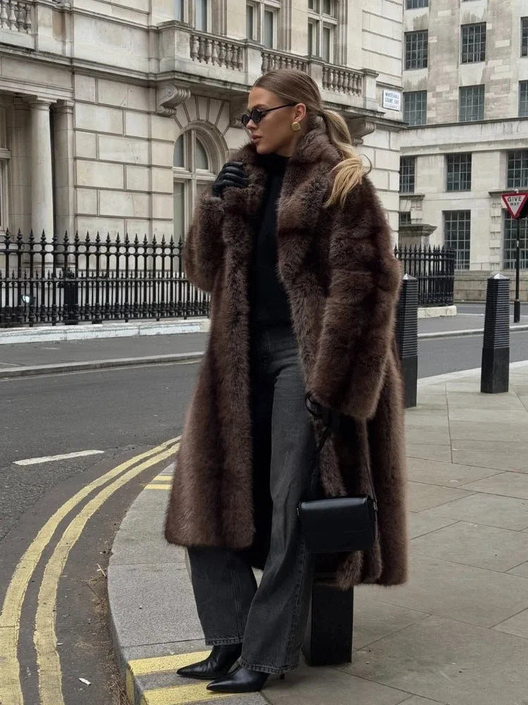 Luxury Long Faux Fur Coat 
