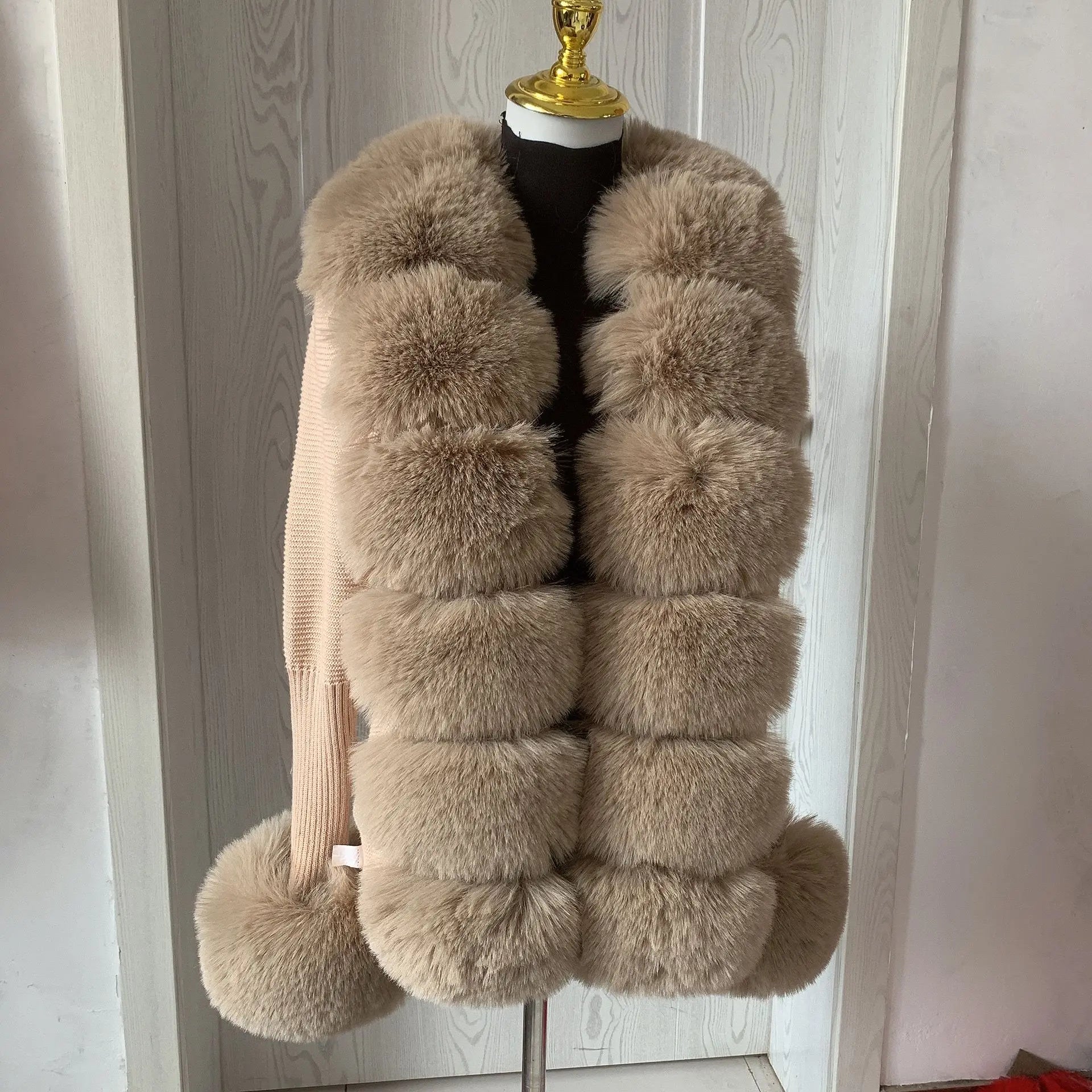 Women's Faux Fur Knit Sweater Cardigan