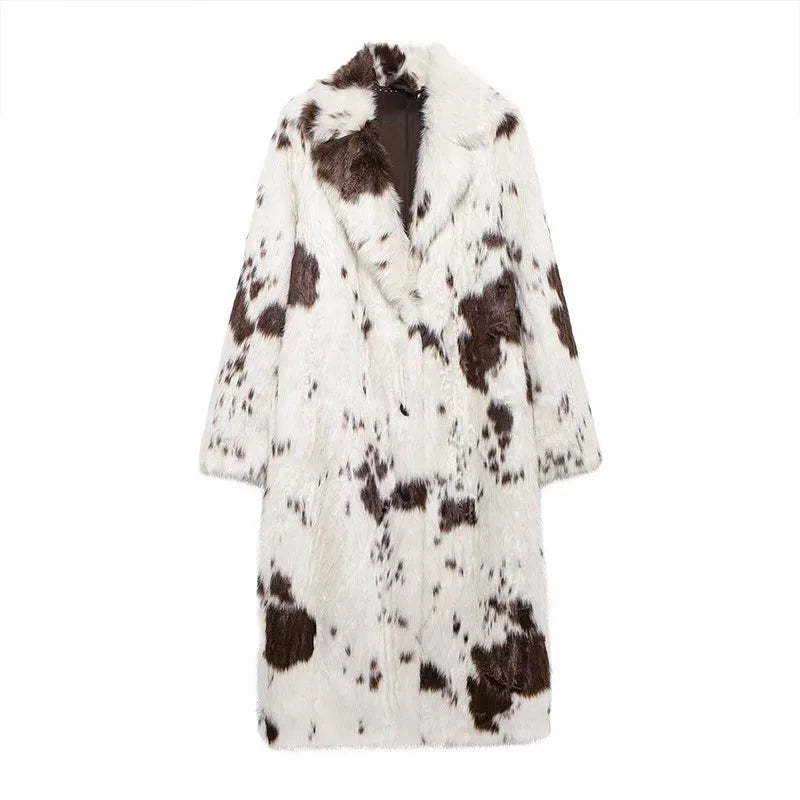 Fashion Tie Dye Faux Fur Coat 